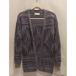 Lucky Brand Womens Open Front Geometric Tribal Aztec Knit Cardigan Size Small